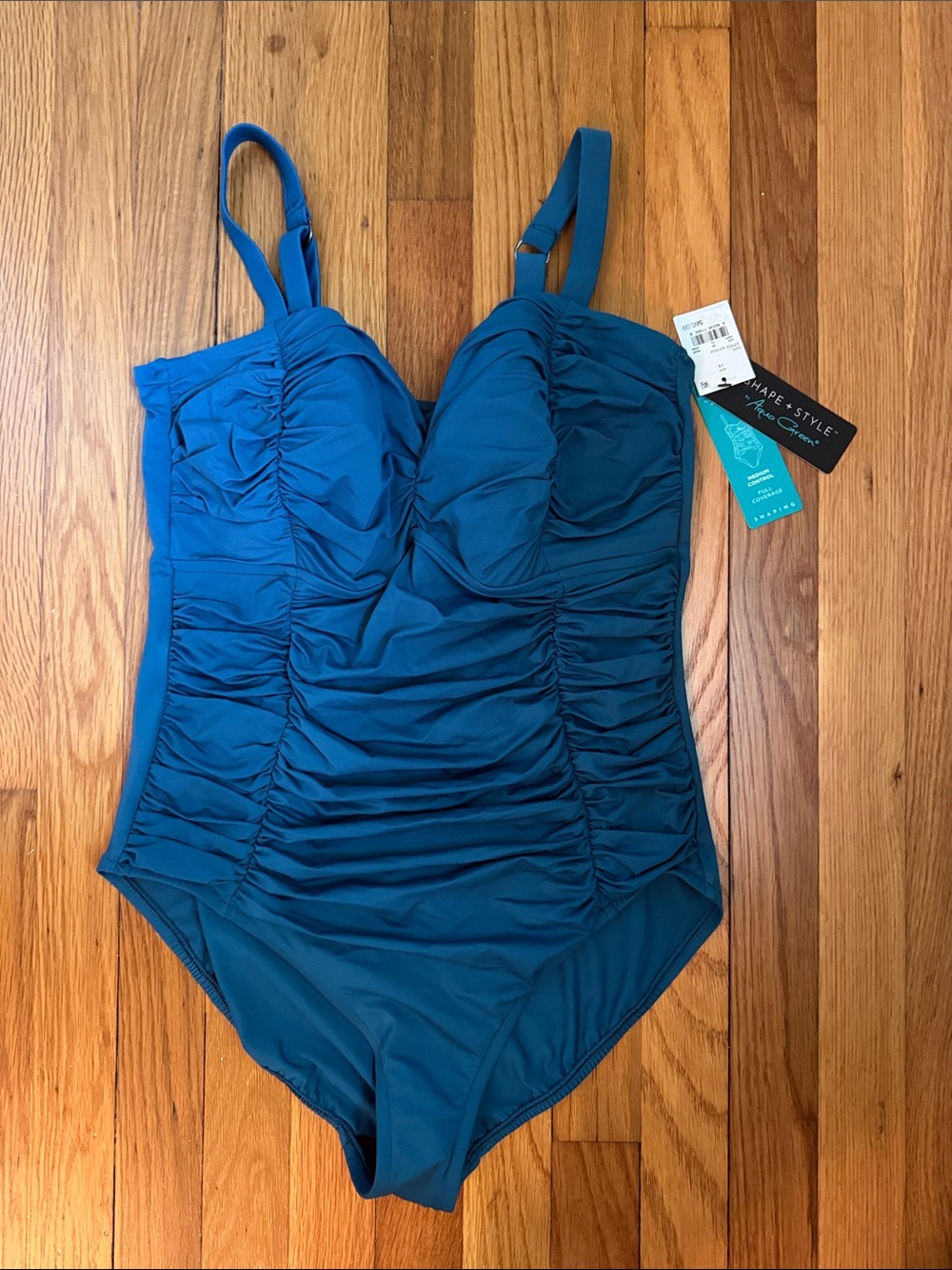 Aqua Green Teal Ruched One-Piece Swimsuit